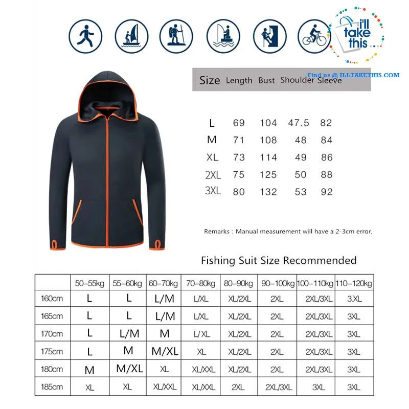 Waterproof Hooded Jacket, Water, Splash & Sun resistant Men's/Women's Jackets in 3 Colors options
