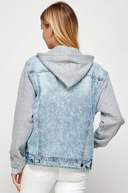 Women's Denim  Jacket with Hoodie