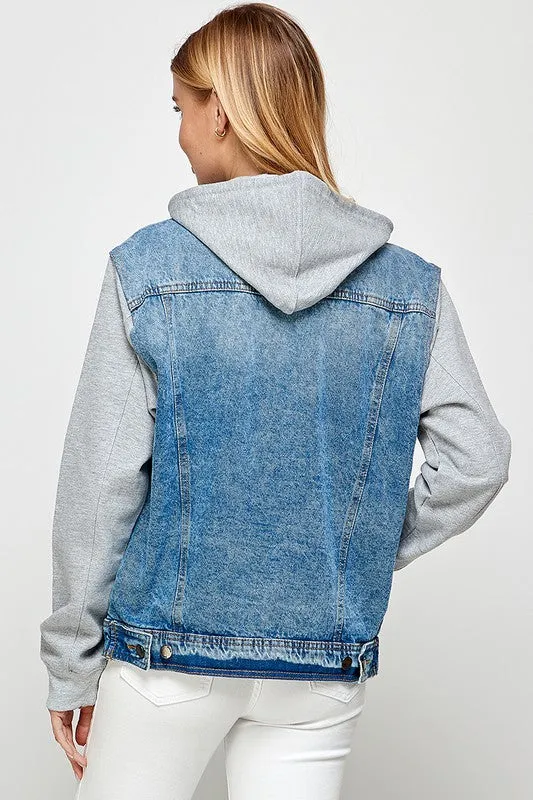 Women's Denim  Jacket with Hoodie
