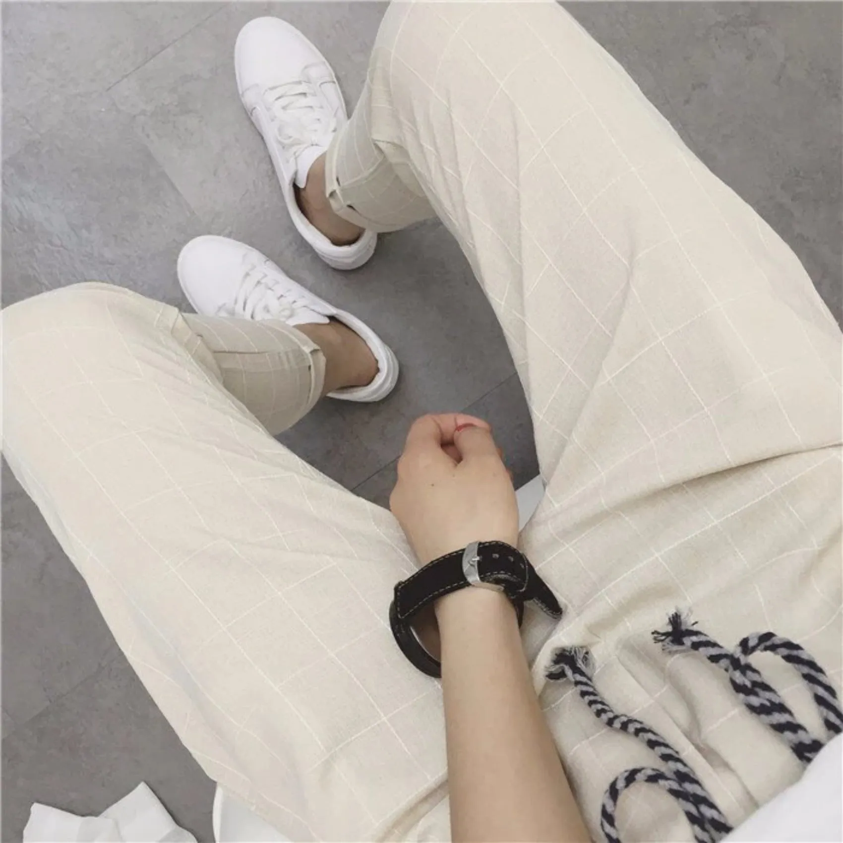 Women's Summer/Spring Casual Loose Cotton Plaid Pants