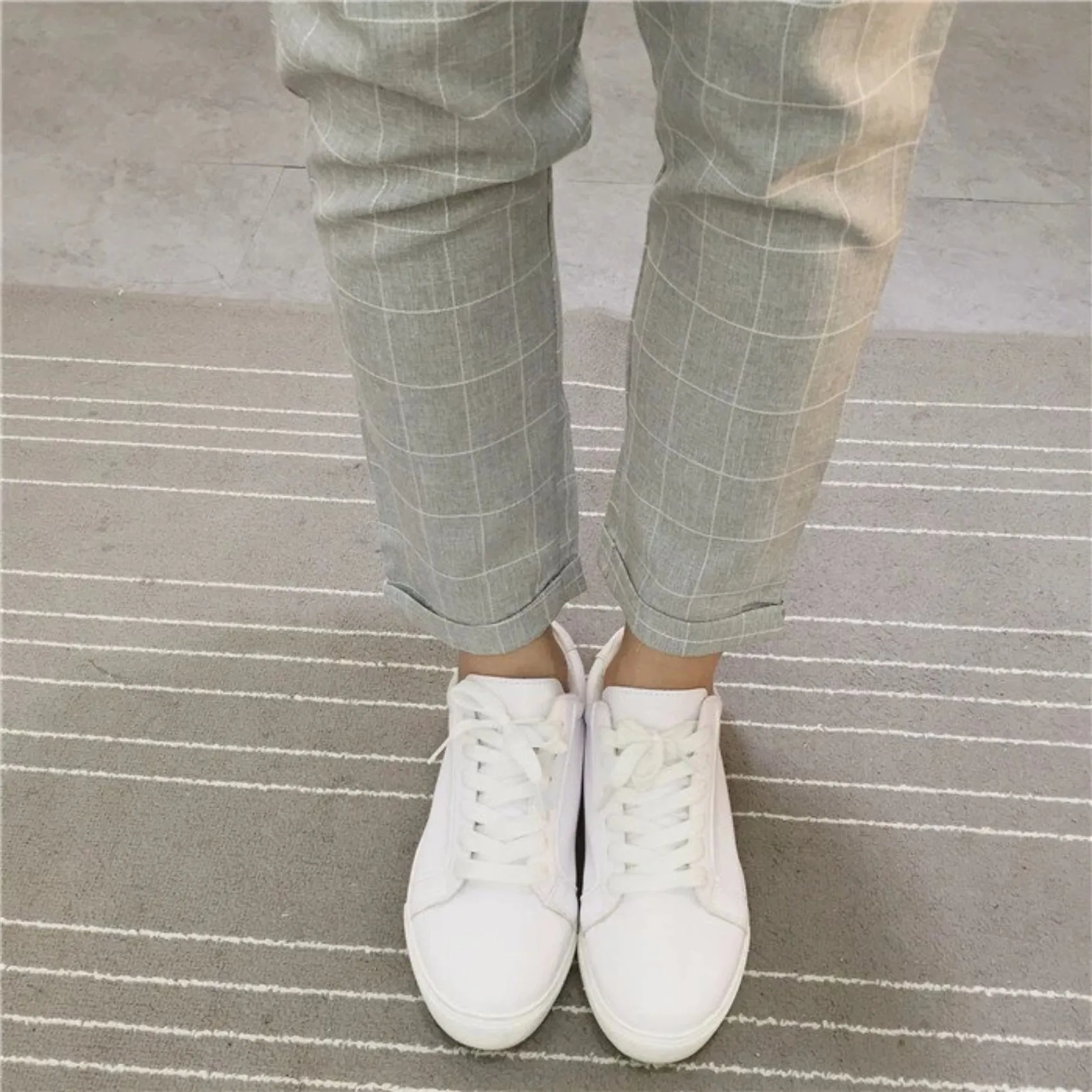 Women's Summer/Spring Casual Loose Cotton Plaid Pants