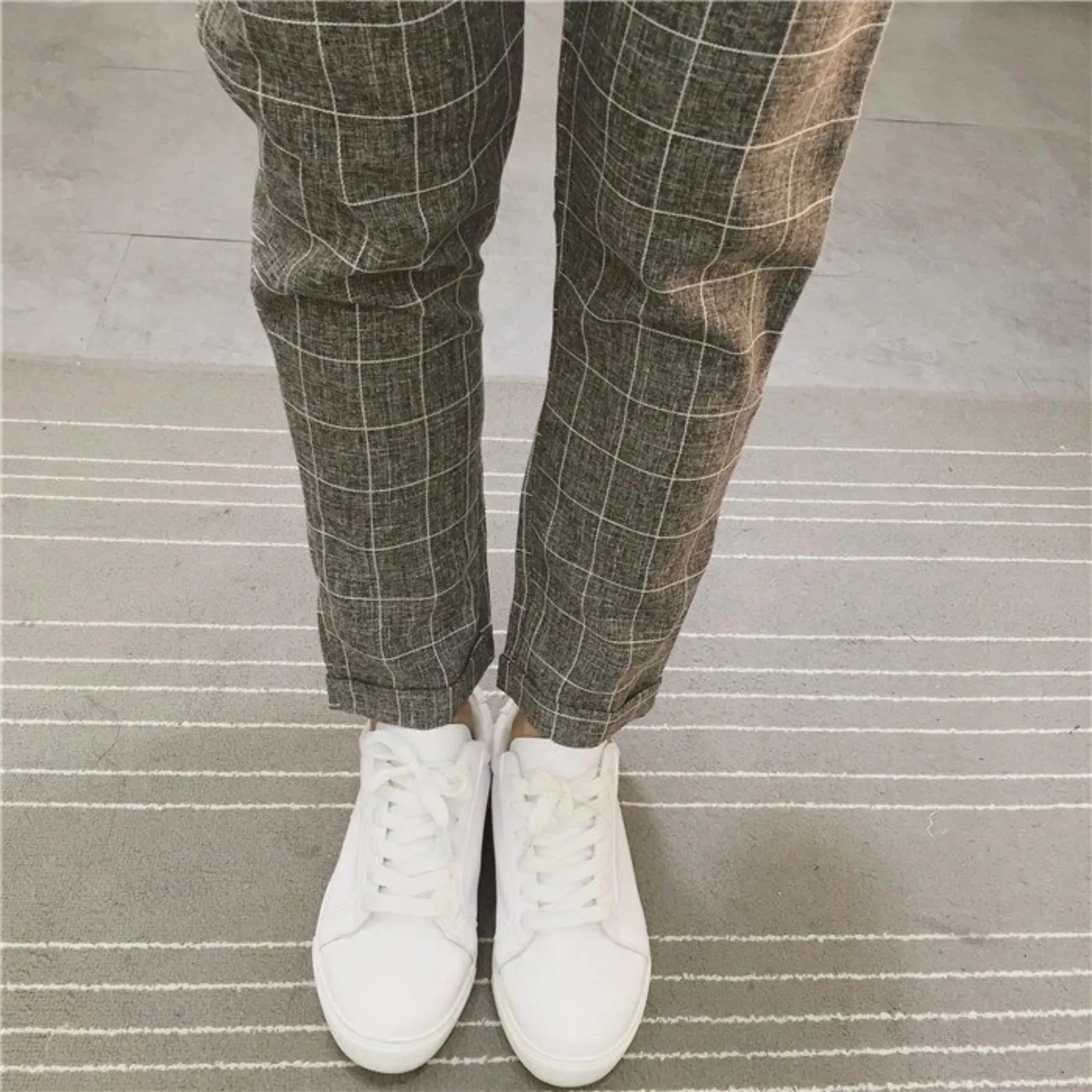Women's Summer/Spring Casual Loose Cotton Plaid Pants