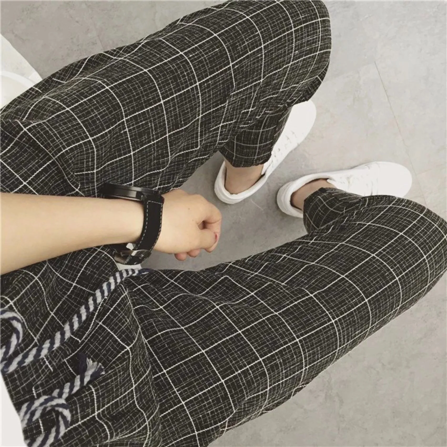 Women's Summer/Spring Casual Loose Cotton Plaid Pants