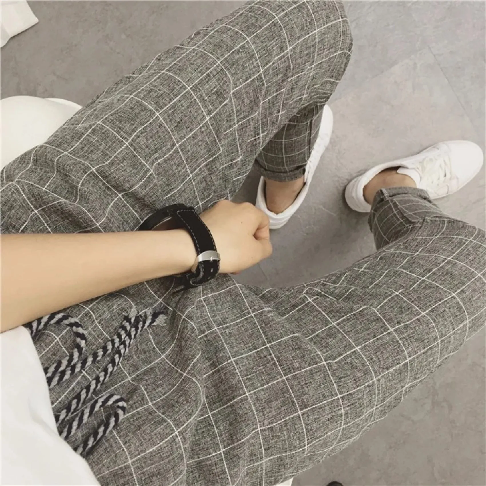 Women's Summer/Spring Casual Loose Cotton Plaid Pants
