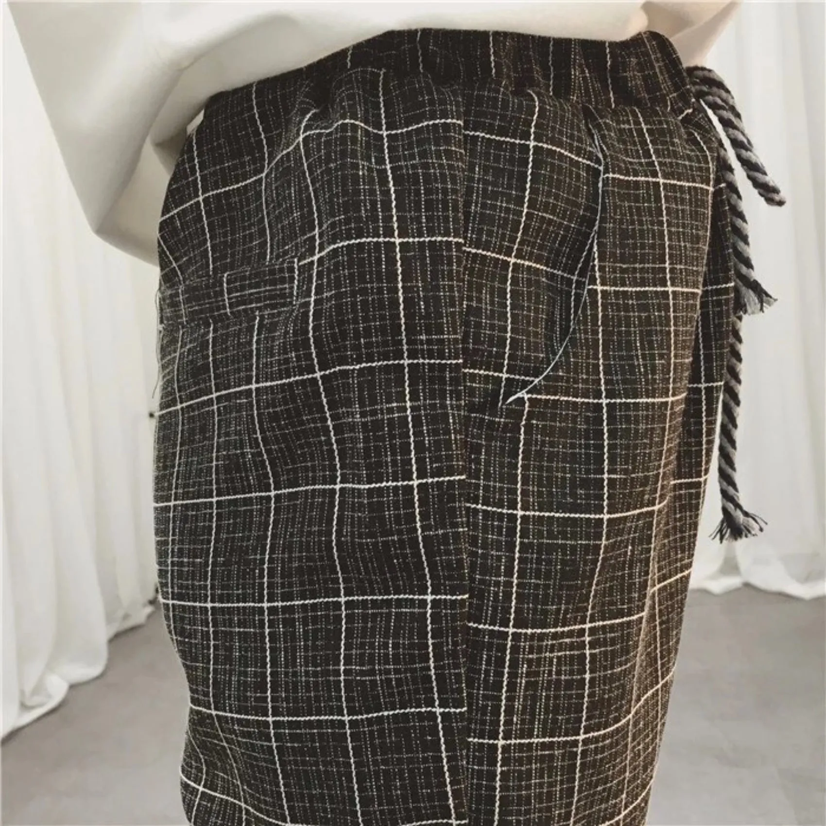 Women's Summer/Spring Casual Loose Cotton Plaid Pants