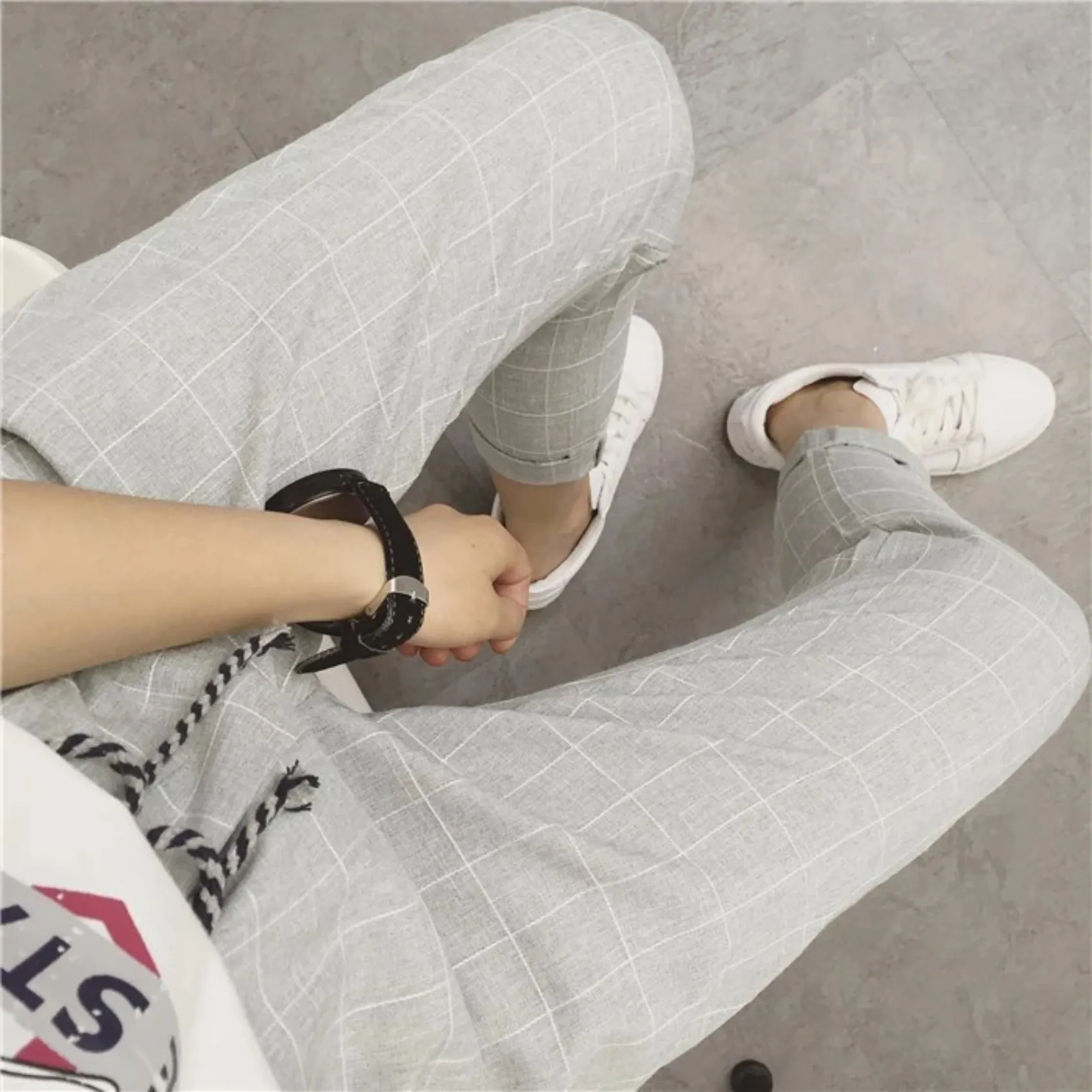 Women's Summer/Spring Casual Loose Cotton Plaid Pants