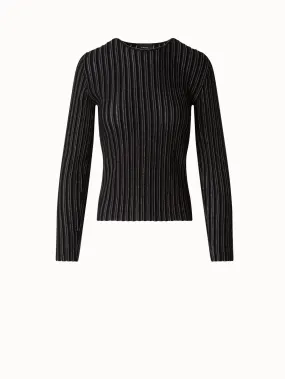 Wool Silk Rib and Lurex Striped Sweater
