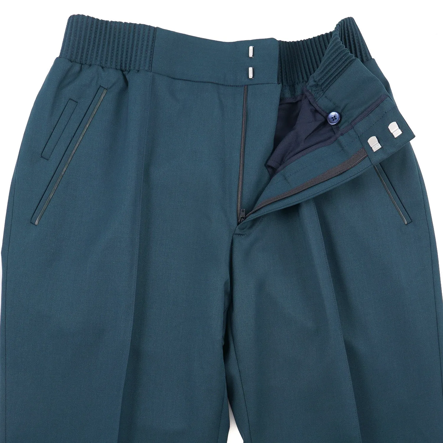 Zilli Wool Jogger Pants with Leather Details